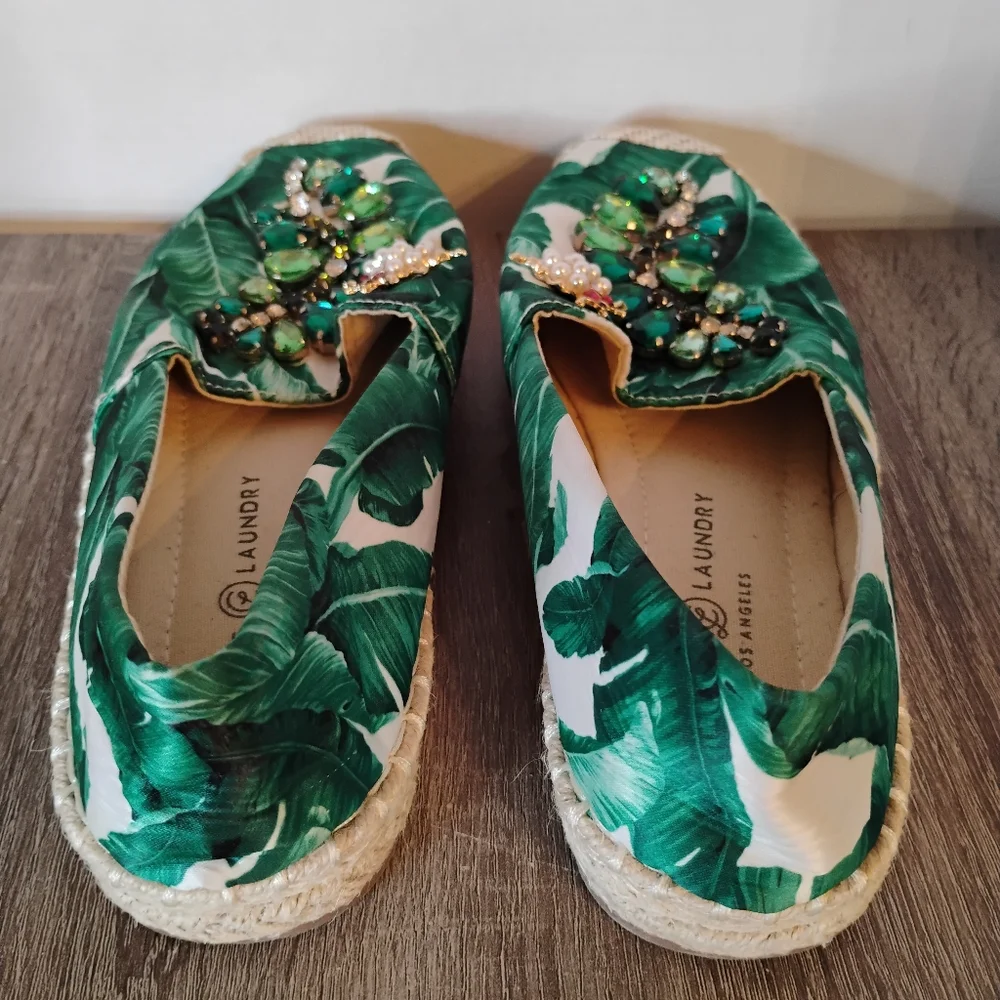 Chinese laundry Los Angeles Tropical Print/Embellish Espadrilles - Picture 8 of 11
